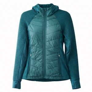 26 International Teal Lightweight Puffer + Knit Sleeves Medium